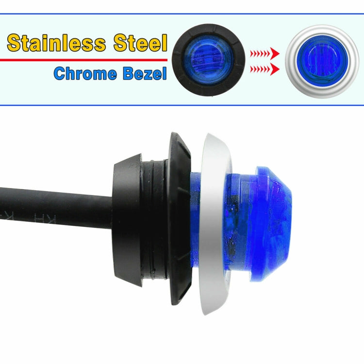 10 PCS MK-118 3/4 inch Metal Frame Car / Truck 3LEDs Side Marker Indicator Lights Bulb Lamp (Blue Light) - Clearance Lights by PMC TechLife | Online Shopping South Africa | PMC TechLife | Buy Now Pay Later Mobicred