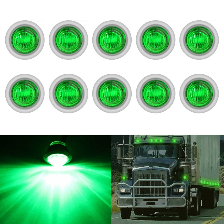 10 PCS MK-118 3/4 inch Metal Frame Car / Truck 3LEDs Side Marker Indicator Lights Bulb Lamp (Green Light) - Clearance Lights by PMC TechLife | Online Shopping South Africa | PMC TechLife | Buy Now Pay Later Mobicred