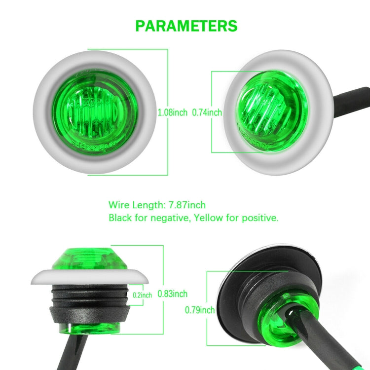 10 PCS MK-118 3/4 inch Metal Frame Car / Truck 3LEDs Side Marker Indicator Lights Bulb Lamp (Green Light) - Clearance Lights by PMC TechLife | Online Shopping South Africa | PMC TechLife | Buy Now Pay Later Mobicred