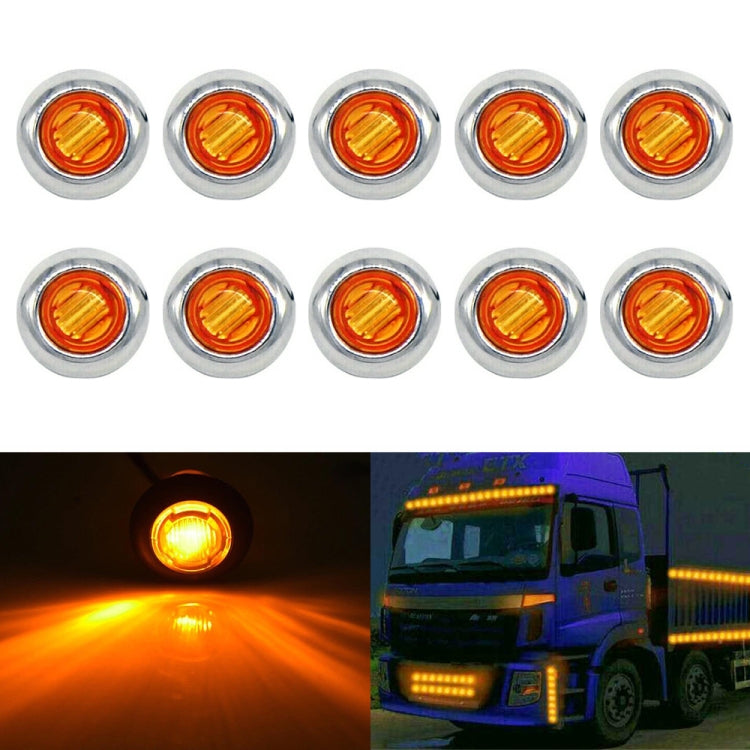 10 PCS MK-118 3/4 inch Metal Frame Car / Truck 3LEDs Side Marker Indicator Lights Bulb Lamp (Yellow Light) - Clearance Lights by PMC TechLife | Online Shopping South Africa | PMC TechLife | Buy Now Pay Later Mobicred