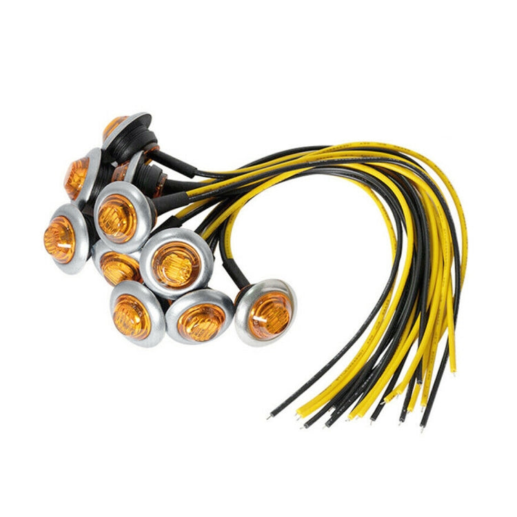 10 PCS MK-118 3/4 inch Metal Frame Car / Truck 3LEDs Side Marker Indicator Lights Bulb Lamp (Yellow Light) - Clearance Lights by PMC TechLife | Online Shopping South Africa | PMC TechLife | Buy Now Pay Later Mobicred