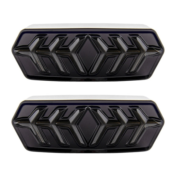 2 PCS KC670 Motorcycle Integrated Flashing Turn Signal Brake Tail Light for Honda MSX125 CBR650F CTX700(Transparent Black)