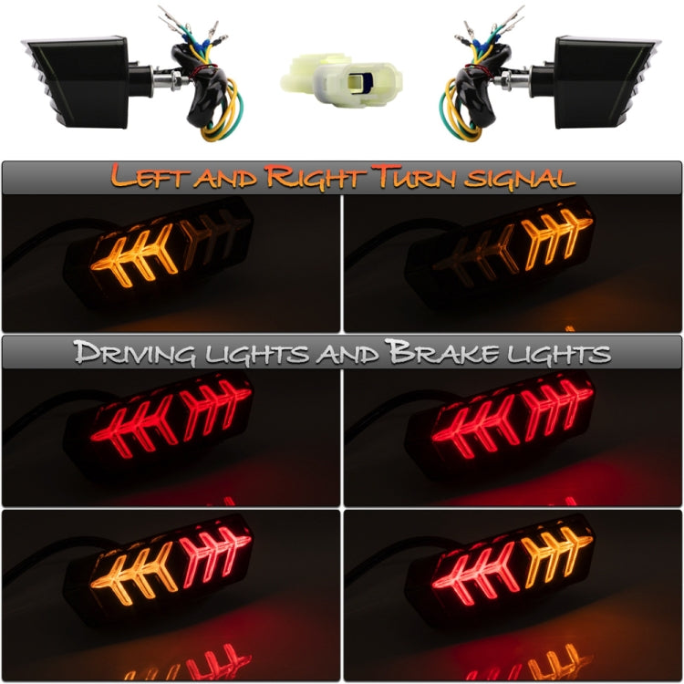 2 PCS KC670 Motorcycle Integrated Flashing Turn Signal Brake Tail Light for Honda MSX125 CBR650F CTX700(Transparent)