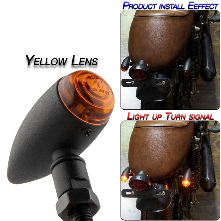 2 PCS KC805 Motorcycle Retro Metal Turn Signal Light (Yellow) - Turn Signal by PMC TechLife | Online Shopping South Africa | PMC TechLife
