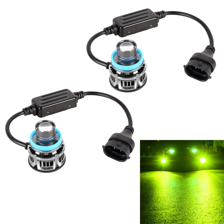 1 Pair H11 27W / DC12V Car Aluminum Alloy Flashing LED Headlight (Lime Green) - LED Headlamps by PMC TechLife | Online Shopping South Africa | PMC TechLife | Buy Now Pay Later Mobicred