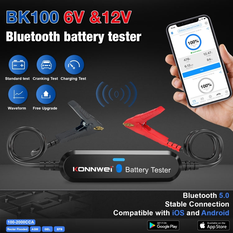 KONNWEI BK100 X431 BST360 Car Bluetooth Battery Tester (Black) - free shipping - PMC Jewellery - Order now!