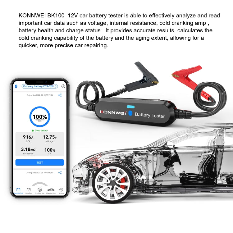 KONNWEI BK100 X431 BST360 Car Bluetooth Battery Tester (Black) - free shipping - PMC TechLife - Order now!