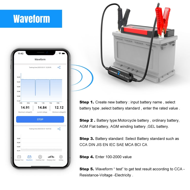 KONNWEI BK100 X431 BST360 Car Bluetooth Battery Tester (Black) - free shipping - PMC Jewellery - Order now!