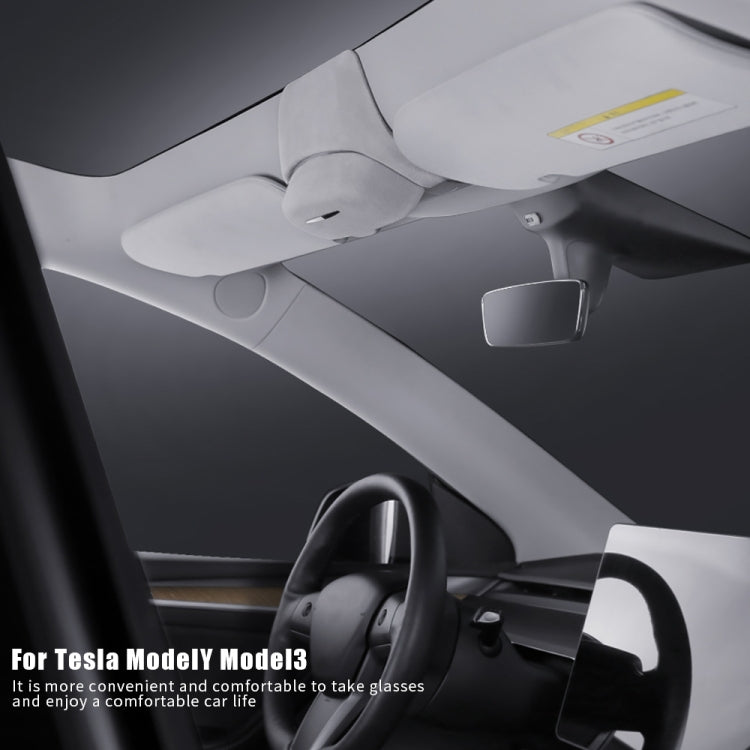 Car Suede Wrap Version Sunglasses Storage Box for Tesla Model Y - Sunglasses & Glasses Clips by PMC TechLife | Online Shopping South Africa | PMC TechLife | Buy Now Pay Later Mobicred