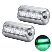 2 PCS MK-027 Ship / Yacht 10-30V 27LEDs Water-resistant Stainless Steel Underwater Light(Green Light)