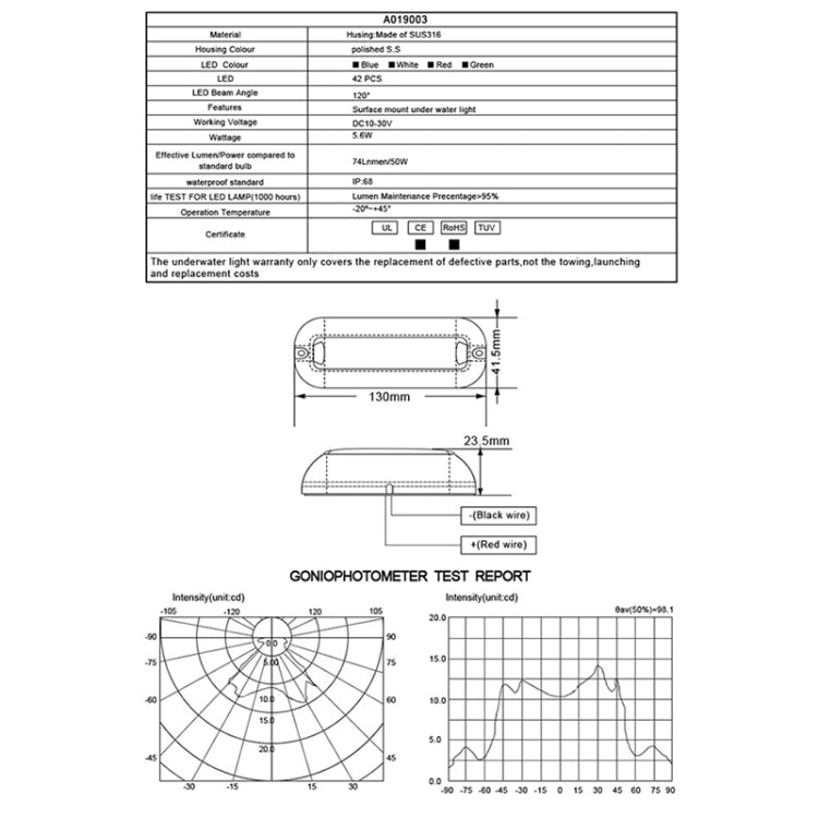 MK-042 Ship / Yacht 10-30V 42LEDs Waterproof Stainless Steel Underwater Light (White Light) - Marine Accessories & Parts by PMC TechLife | Online Shopping South Africa | PMC TechLife | Buy Now Pay Later Mobicred