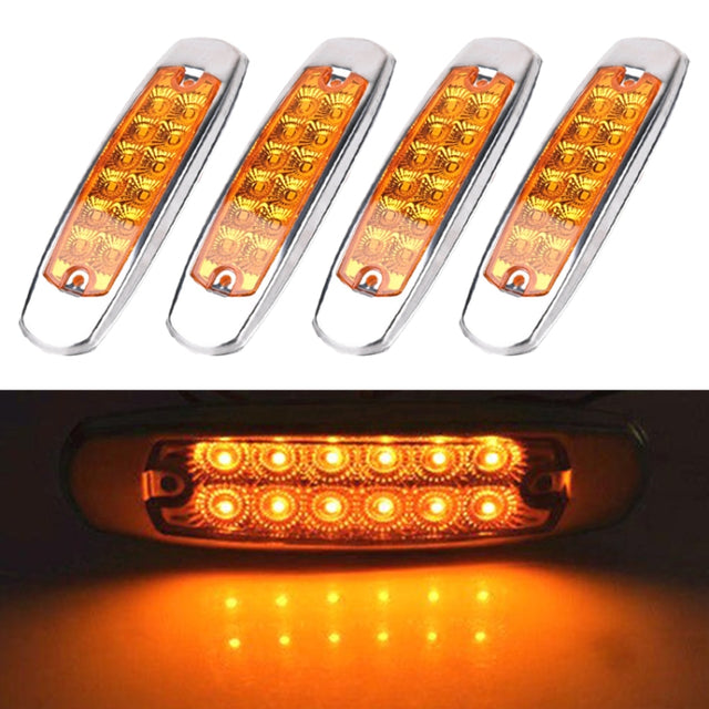 4 PCS MK-338 DC12-24V Truck 12LEDs Side Clearance Maker Light (Yellow Light)