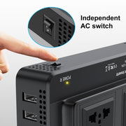 DC12V 200W AC220V Car Smart Multi-functional Digital Display Inverter, EU Plug