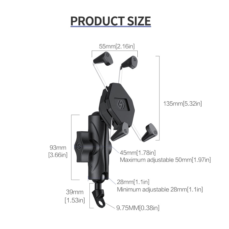 ZH-1558B1 Motorcycle Rear Mirror X-shape Aluminum Alloy Phone Holder - Holder by PMC TechLife | Online Shopping South Africa | PMC TechLife | Buy Now Pay Later Mobicred