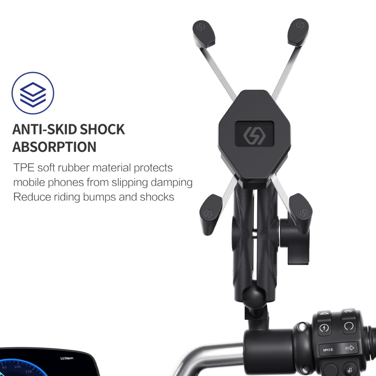 ZH-1558B1 Motorcycle Rear Mirror X-shape Aluminum Alloy Phone Holder - Holder by PMC TechLife | Online Shopping South Africa | PMC TechLife | Buy Now Pay Later Mobicred