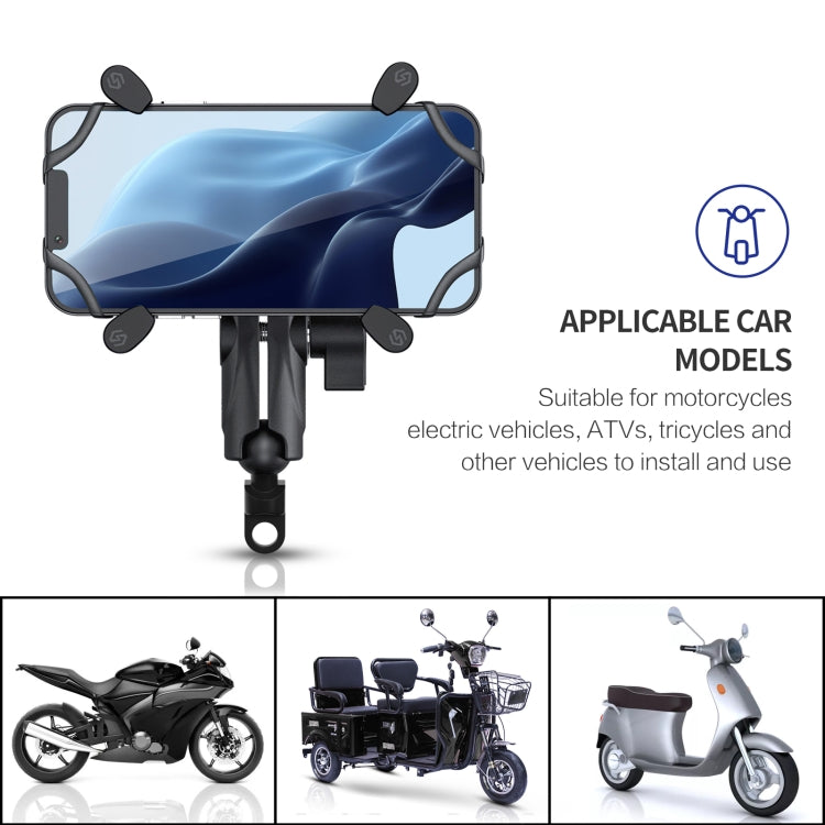 ZH-1558B1 Motorcycle Rear Mirror X-shape Aluminum Alloy Phone Holder - Holder by PMC TechLife | Online Shopping South Africa | PMC TechLife | Buy Now Pay Later Mobicred