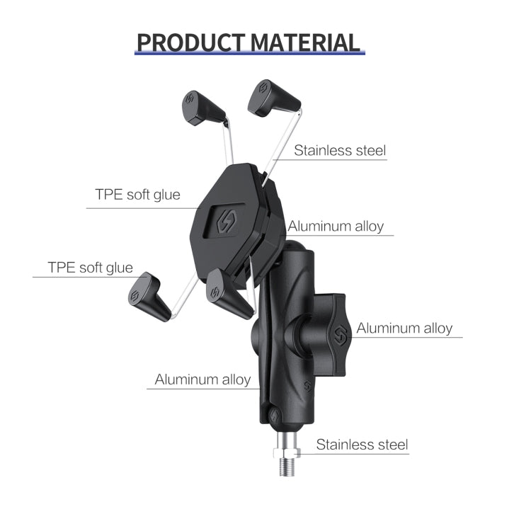 ZH-1558D1 Motorcycle M10 Ball Joint X-shape Aluminum Alloy Phone Holder - Holder by PMC TechLife | Online Shopping South Africa | PMC TechLife | Buy Now Pay Later Mobicred