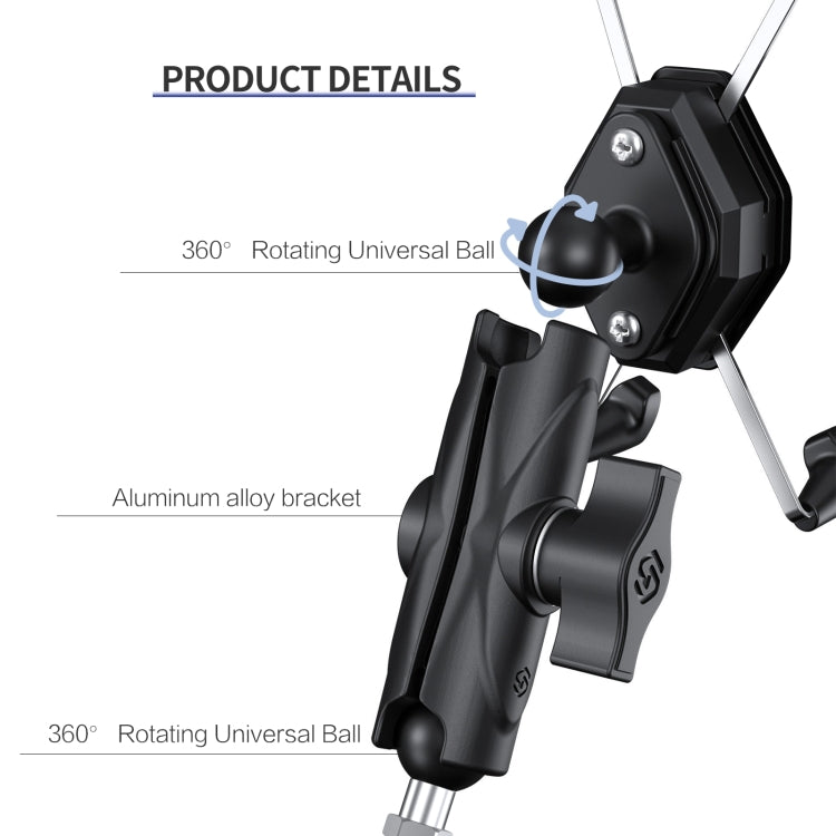 ZH-1558D1 Motorcycle M10 Ball Joint X-shape Aluminum Alloy Phone Holder - Holder by PMC TechLife | Online Shopping South Africa | PMC TechLife | Buy Now Pay Later Mobicred