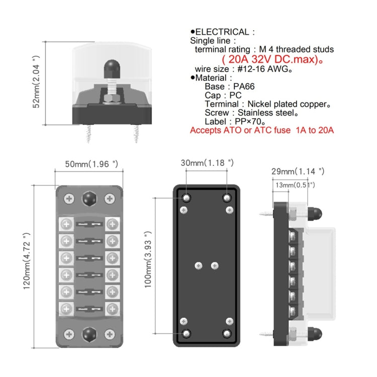 CS-979A1 FB1903 1 In 1 Out 6 Ways No Distinction Positive Negative Fuse Box without Fuse for Auto Car Truck Boat - free shipping - PMC TechLife - Order now!