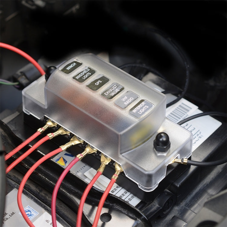 ZH-978A1 FB1901 1 In 6 Out 6 Ways Independent Positive Negative Fuse Box with 12 Fuses for Auto Car Truck Boat
