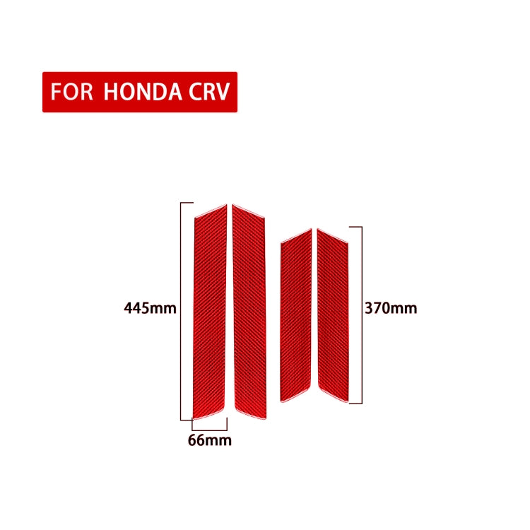 4 PCS Set for Honda CRV 2007-2011 Carbon Fiber Car Interior Door Panel Trim Decorative Sticker,Left and Right Drive Universal (Red) - Car Interior Mouldings by PMC TechLife | Online Shopping South Africa | PMC TechLife | Buy Now Pay Later Mobicred
