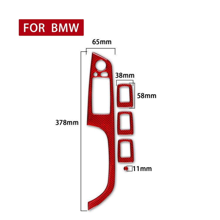 5 PCS Set for BMW 3 Series E90 Carbon Fiber Car Left Driving Lifting Panel Decorative Sticker with Folding, Diameter: 37.8cm(Red) - Car Interior Mouldings by PMC TechLife | Online Shopping South Africa | PMC TechLife | Buy Now Pay Later Mobicred