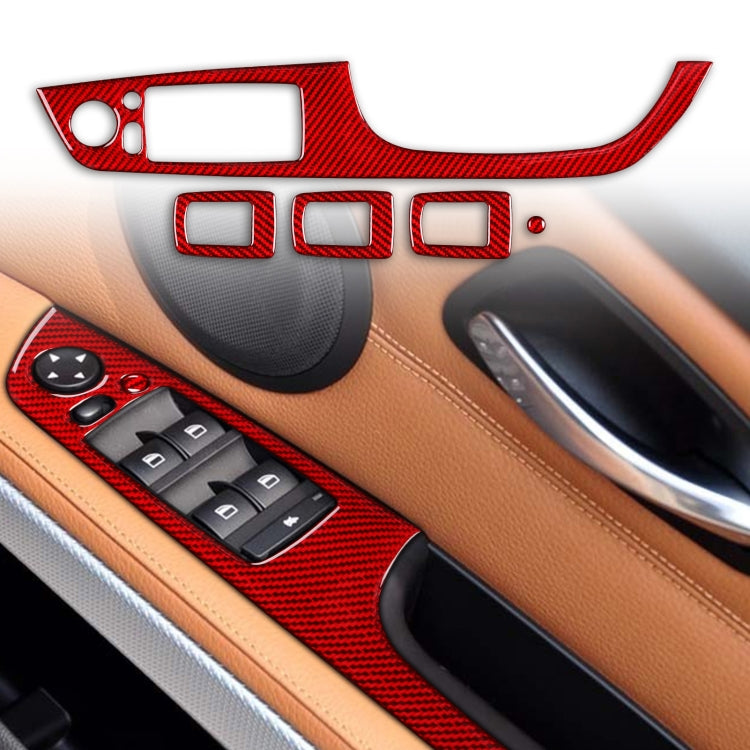 5 PCS Set for BMW 3 Series E90 Carbon Fiber Car Right Driving Lifting Panel Decorative Sticker with Folding, Diameter: 37.8cm(Red) - Car Interior Mouldings by PMC TechLife | Online Shopping South Africa | PMC TechLife | Buy Now Pay Later Mobicred