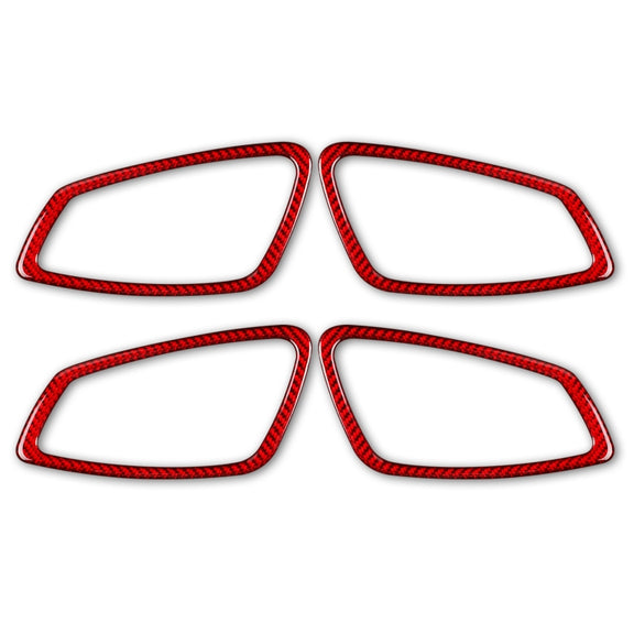 4 PCS Set for BMW 3 Series E90 Carbon Fiber Car Door Handle Decorative Sticker,Left and Right Drive(Red)