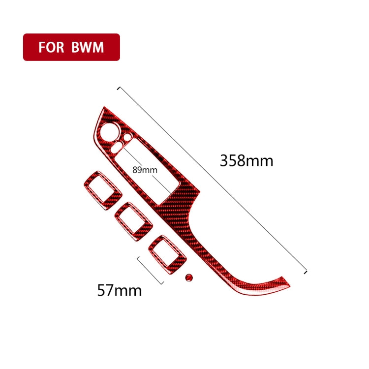 5 PCS Set For BMW 3 Series E90 Carbon Fiber Car Right Drive Window Lift Panel Decorative Sticker, Diameter: 35.8cm (Red) - Car Interior Mouldings by PMC TechLife | Online Shopping South Africa | PMC TechLife | Buy Now Pay Later Mobicred