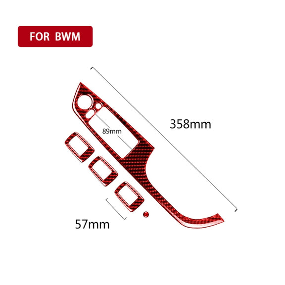5 PCS Set For BMW 3 Series E90 Carbon Fiber Car Right Drive Window Lift Panel Decorative Sticker, Diameter: 35.8cm (Red)
