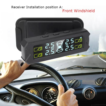 Car High Precision Solar Charging Tire Pressure Monitoring System TPMS, Built-in Voice Sensor - free shipping - PMC Jewellery - Order now!
