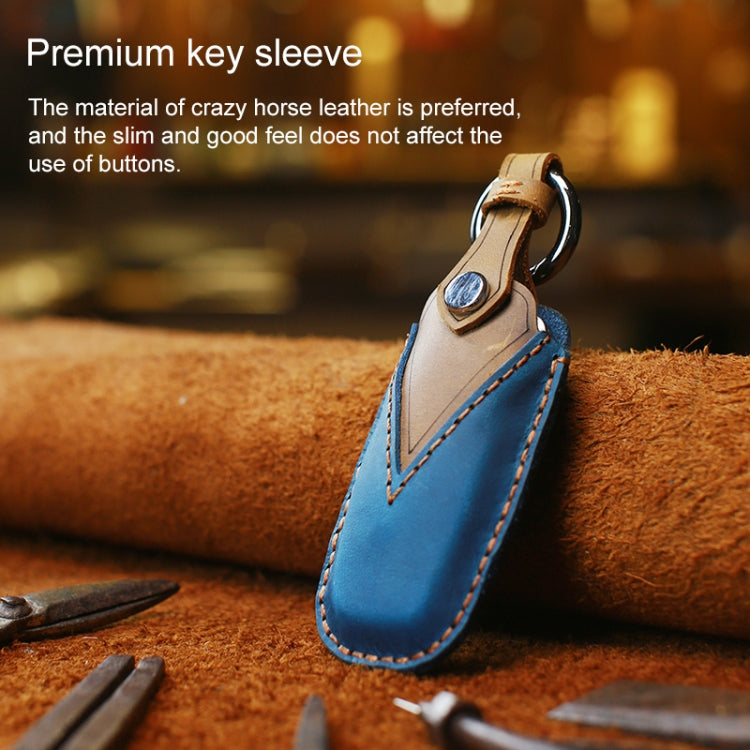 For Audi Series Car Cowhide Leather Key Protective Cover Key Case, A Version 2016-2017 (Blue) - Car Key Cases by PMC Jewellery | Online Shopping South Africa | PMC Jewellery | Buy Now Pay Later Mobicred