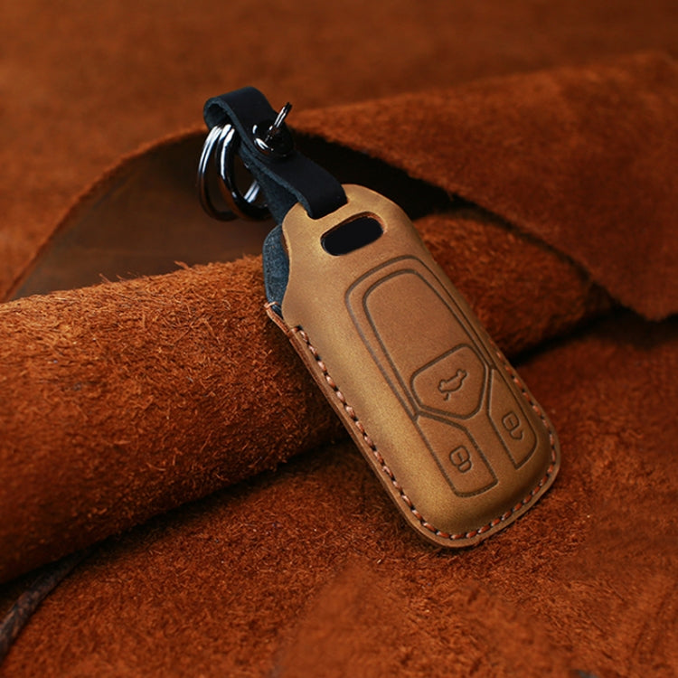 For Audi Series Car Cowhide Leather Key Protective Cover Key Case, A Version 2016-2017 (Brown) - free shipping - PMC Jewellery - Order now!