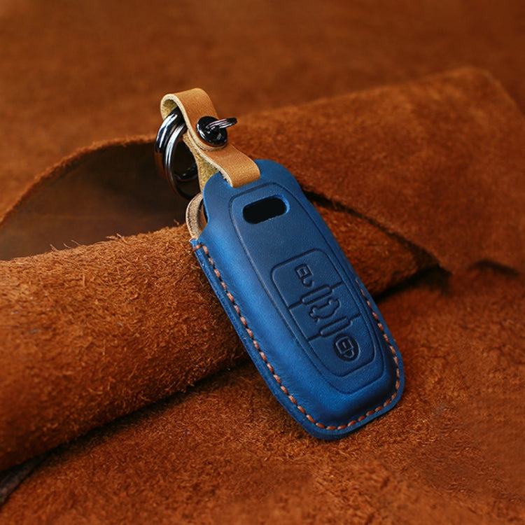 For Audi Series Car Cowhide Leather Key Protective Cover Key Case, B Version 2011-2018 (Blue) - Car Key Cases by PMC Jewellery | Online Shopping South Africa | PMC Jewellery | Buy Now Pay Later Mobicred