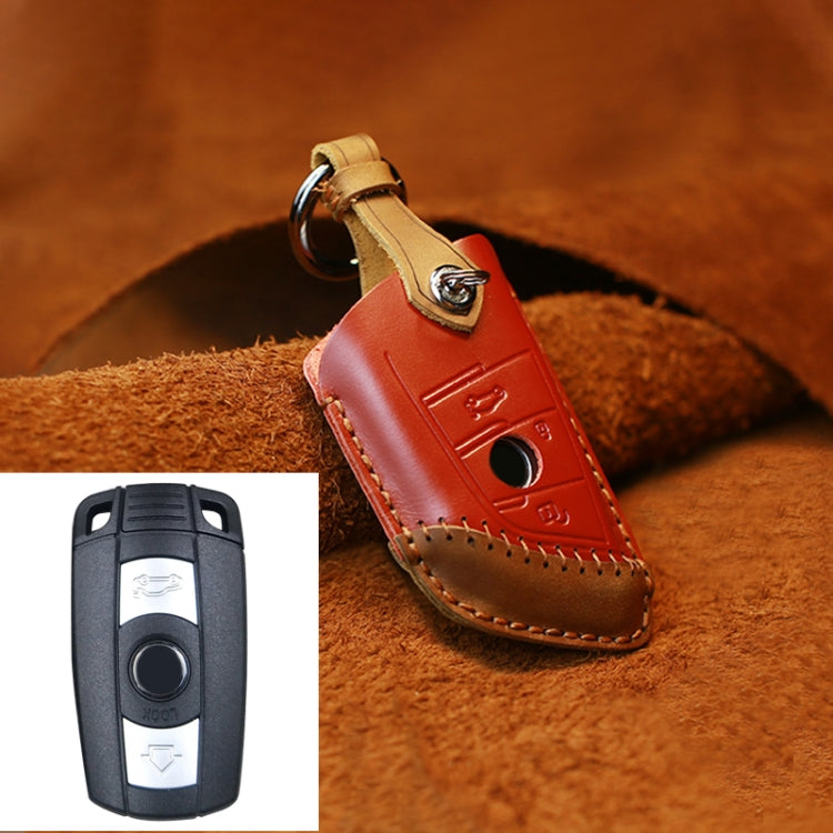 For BMW Blade Style Car Cowhide Leather Key Protective Cover Key Case, Two Keys Version (Red) - Car Key Cases by PMC Jewellery | Online Shopping South Africa | PMC Jewellery | Buy Now Pay Later Mobicred
