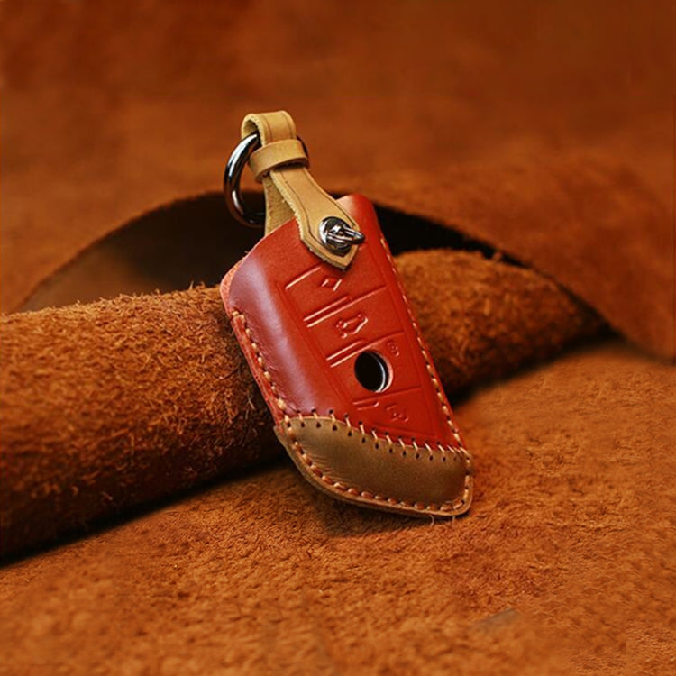 For BMW Blade Style Car Cowhide Leather Key Protective Cover Key Case, Three Keys Version (Red) - free shipping - PMC Jewellery - Order now!