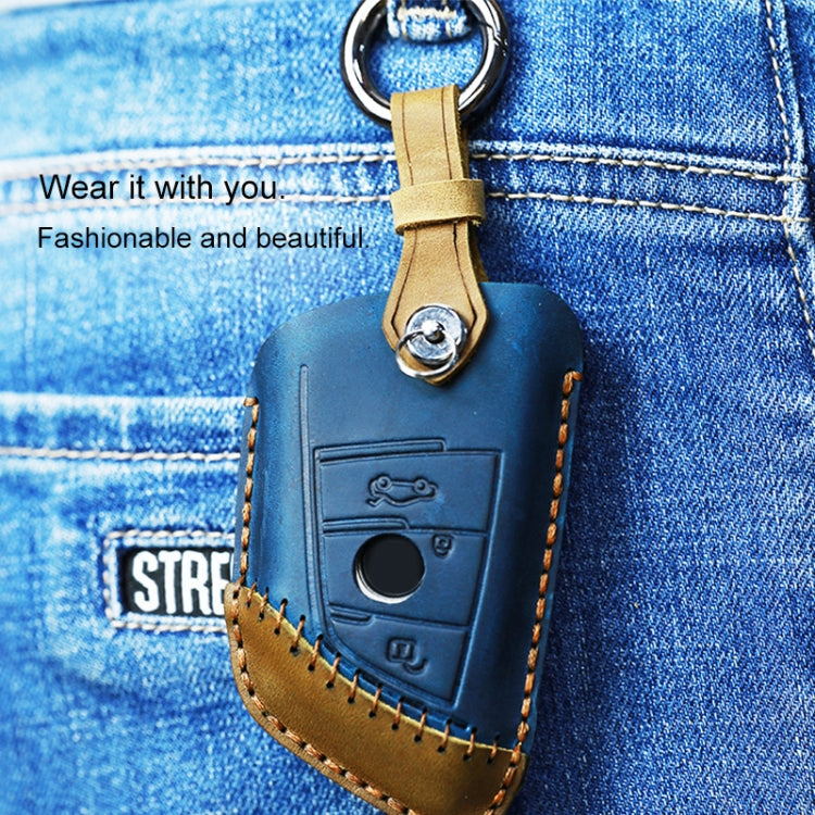 For BMW Blade Style Car Cowhide Leather Key Protective Cover Key Case, Three Keys Version (Red) - free shipping - PMC Jewellery - Order now!