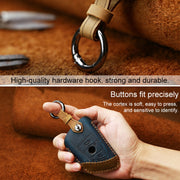 For BMW Blade Style Car Cowhide Leather Key Protective Cover Key Case, Three Keys Version (Brown)