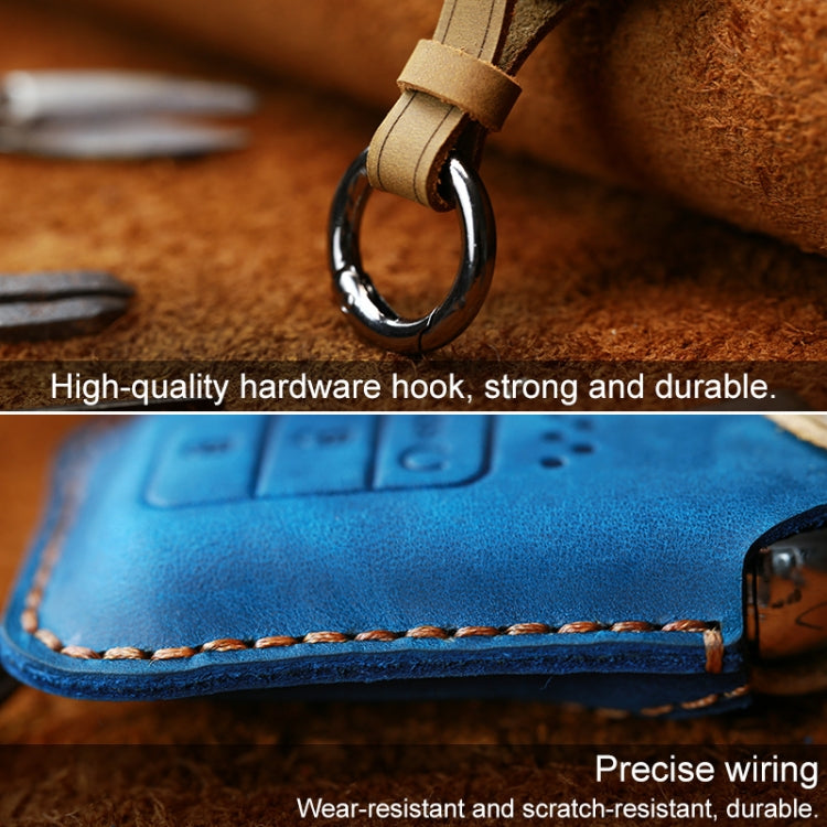 For Honda Car Cowhide Leather Key Protective Cover Key Case, Three Keys Tailgate Version (Red) - Car Key Cases by PMC Jewellery | Online Shopping South Africa | PMC Jewellery | Buy Now Pay Later Mobicred