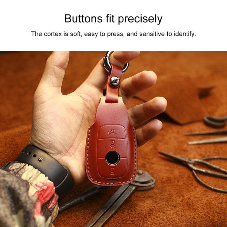 For Mercedes-Benz Colorful Edge Style Car Cowhide Leather Key Protective Cover Key Case (Brown) - Car Key Cases by PMC TechLife | Online Shopping South Africa | PMC TechLife | Buy Now Pay Later Mobicred