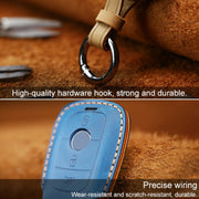 For Mercedes-Benz Colorful Edge Style Car Cowhide Leather Key Protective Cover Key Case (Brown)