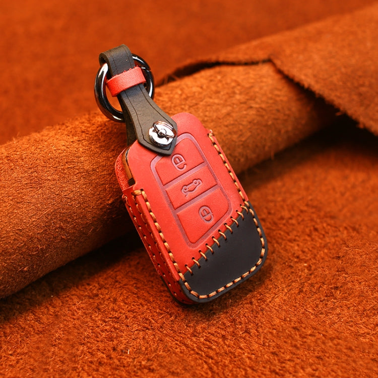 For Volkswagen Car Cowhide Leather Key Protective Cover Key Case, A Version(Red) - free shipping - PMC TechLife - Order now!