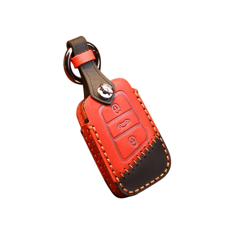 For Volkswagen Car Cowhide Leather Key Protective Cover Key Case, A Version(Red) - free shipping - PMC TechLife - Order now!