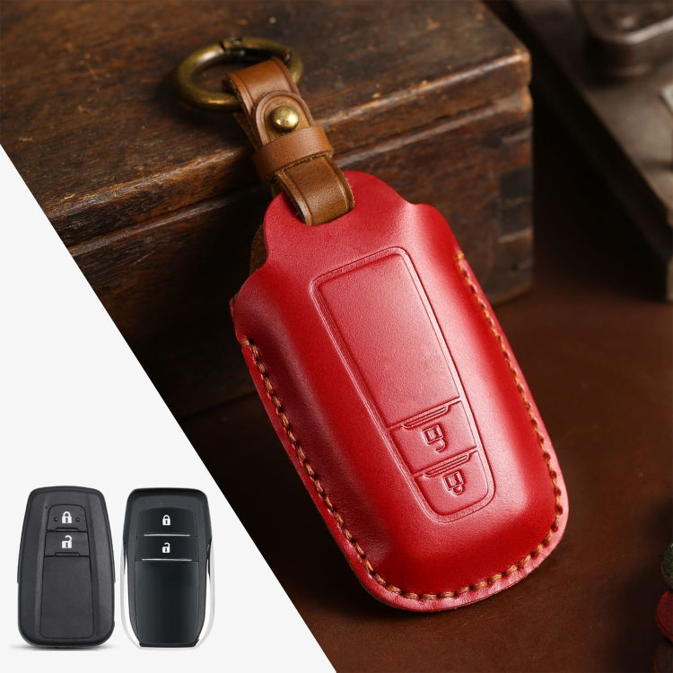 For Toyota Car Cowhide Leather Key Protective Cover Key Case, Two Keys Version(Red) - free shipping - PMC Jewellery - Order now!