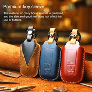 For Toyota Car Cowhide Leather Key Protective Cover Key Case, Two Keys Version (Black)