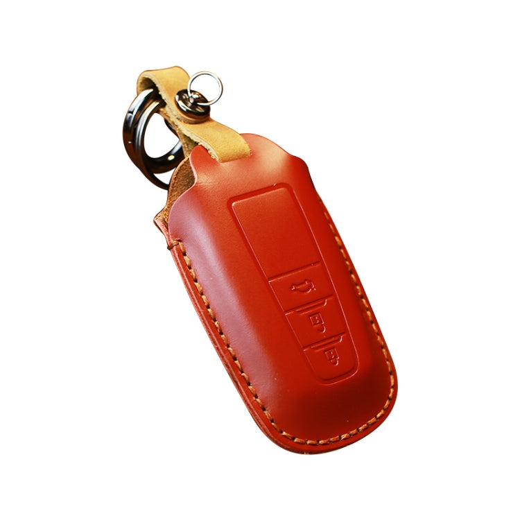 For Toyota Car Cowhide Leather Key Protective Cover Key Case, Three Keys Version (Red)