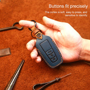 For Toyota Car Cowhide Leather Key Protective Cover Key Case, Three Keys Version (Red)