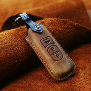 For Mazda Old Style Hallmo Car Cowhide Leather Key Protective Cover Key Case, Three Keys Version(Brown)