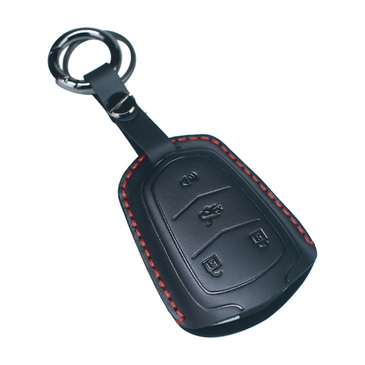 For Cadillac Car Cowhide Leather Key Protective Cover Key Case, Four Keys Version (Black) - Car Key Cases by PMC Jewellery | Online Shopping South Africa | PMC Jewellery | Buy Now Pay Later Mobicred