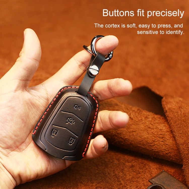 For Cadillac Car Cowhide Leather Key Protective Cover Key Case, Five Keys Version (Brown) - Car Key Cases by PMC Jewellery | Online Shopping South Africa | PMC Jewellery | Buy Now Pay Later Mobicred